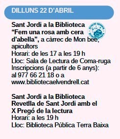 Comença la setmana del llibre i la rosa Sant Jordi del Vendrell