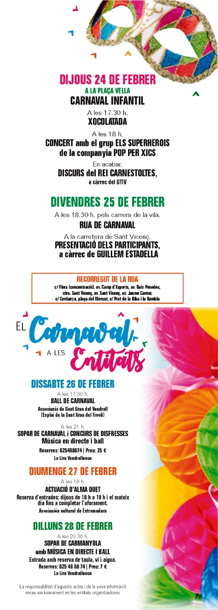 El ritme del Carnaval 2022 al Vendrell - programa