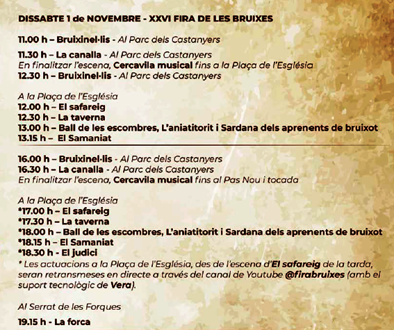 Fes-ta Bruixa  i Fira de Bruixes programa - Sant Feliu Sasserra