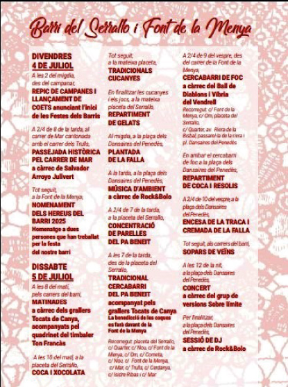 Festes del Pa Beneit 2025 - Barri Serrallo i Font de la Menya