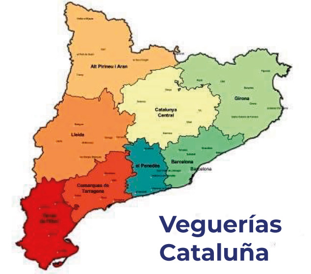 Las ocho veguerías de Catalunya