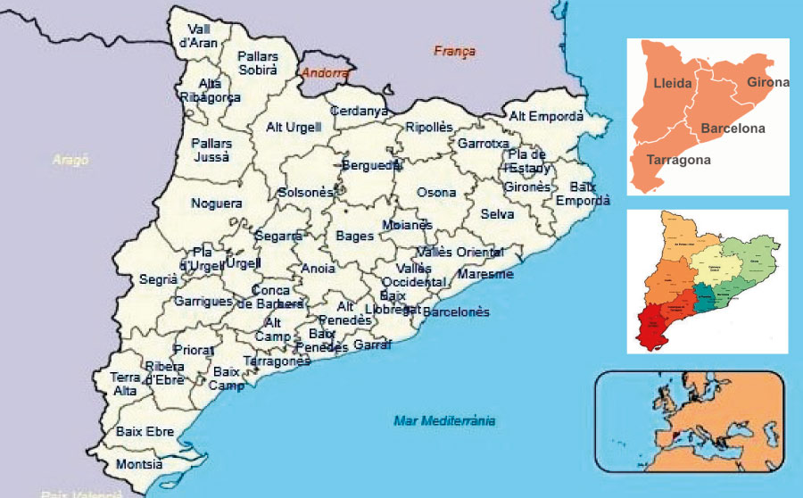 Las cuatro provincias de Cataluña