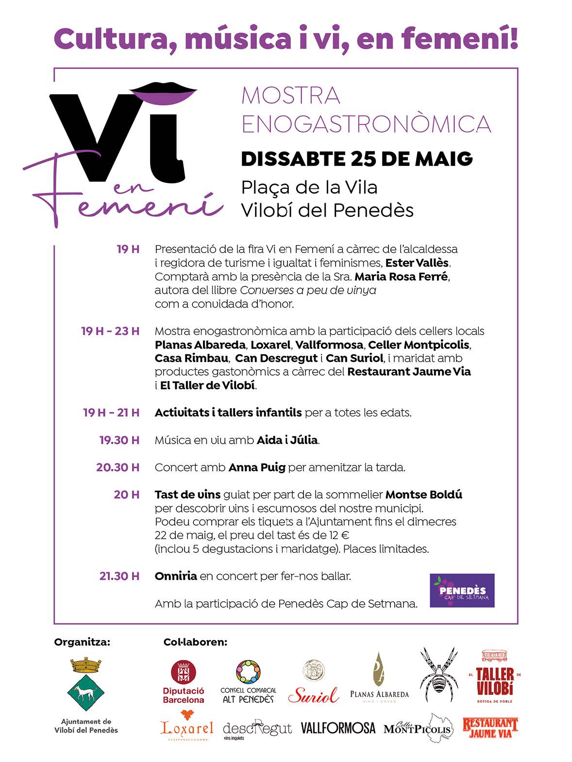 Mostra Enogastronòmica Vi en femení programa