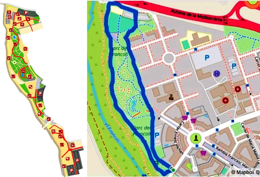 Parc del Francoli a Tarragona per tota la familia - mapa