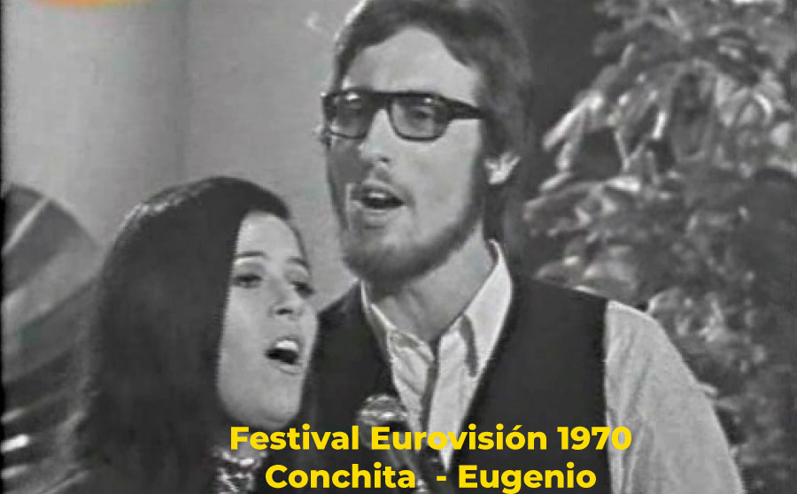 Conchita y Eugenio en la presentación del Festival Eurovisión 1970