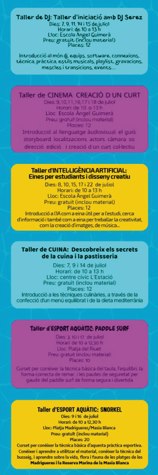 Tallers JOVESTIU 2025 - El Vendrell - programa
