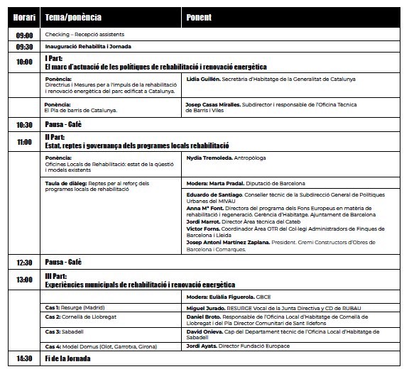 Tret de sortida per REhabilita 2025 - programa 21 d'octubre