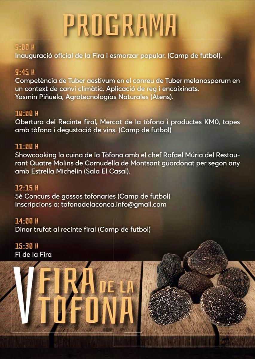 Programa de la V Fira de la Tòfona Negra a Vilanova Prades