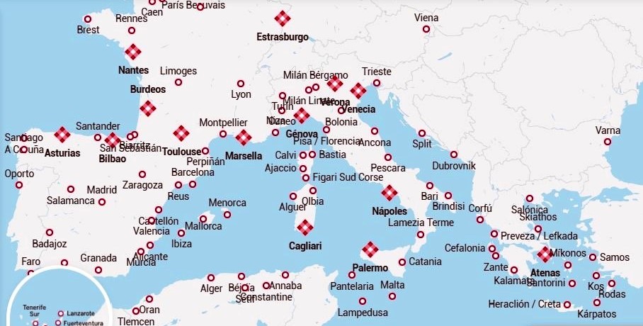 Ciutats i països que vola Volotea